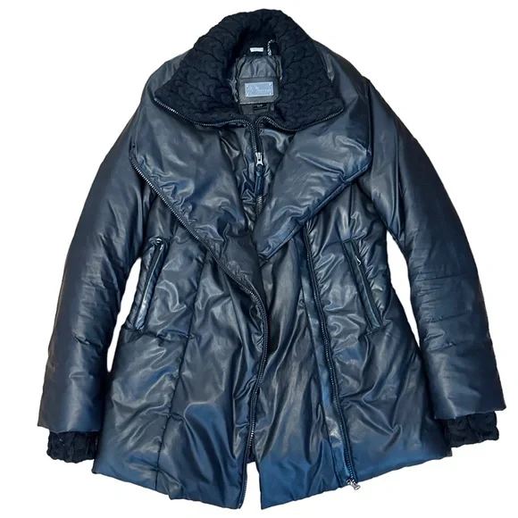 SOLD:Mackage Women's Down Kay Knit Collar Puffer Jacket - Black, S - Picture 2 of 13